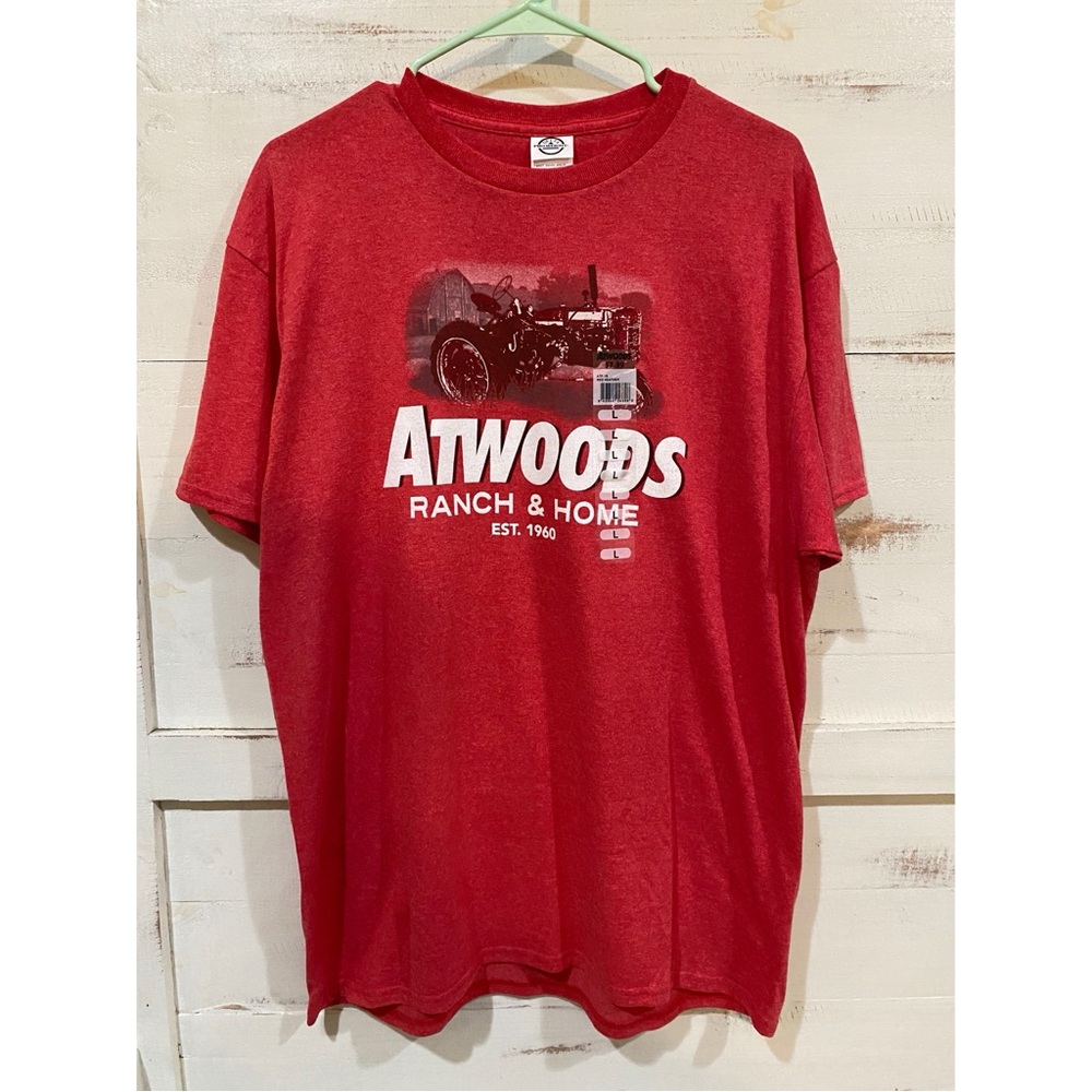 AtWood’s Ranch & Home Red T-Shirt with Short Sleeves - NWT - Graphic Tee Tractor